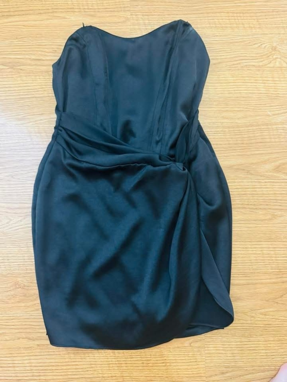 Strapless Black Draped Cocktail Dress